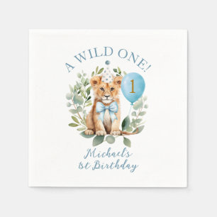 Wild One Birthday Lion Boy Birthday Floral Bow tie Napkin