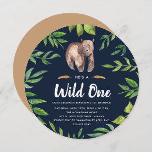Wild One Birthday Party Invitation Circle