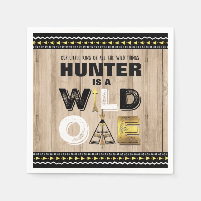 Wild One Birthday Party Napkin King Of The Wild (Front)