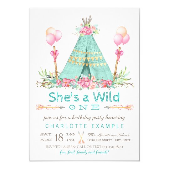 wild one birthday party teepee first birthday invitation zazzle com au