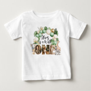 Wild One Birthday Safari Animal Photo Baby T-Shirt
