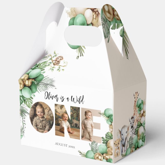 Wild One Birthday Safari Animal Photo Favour Box (Front)
