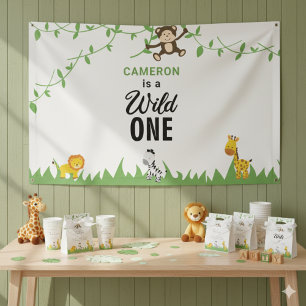 Wild One Birthday Safari Jungle Animals  Banner