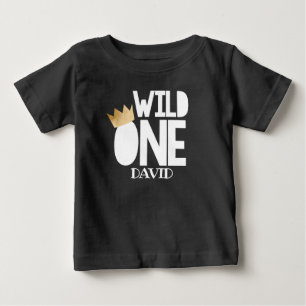 Wild ONE Black Gold Baby Boy First Birthday Outfit T-Shirt