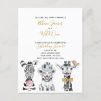 Wild One Black White Yellow Child's Birthday Party