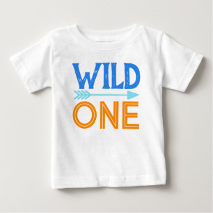 Wild One Blue and Orange First Birthday T-Shirt