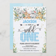 Wild One Blue Gingham Safari 1st Birthday