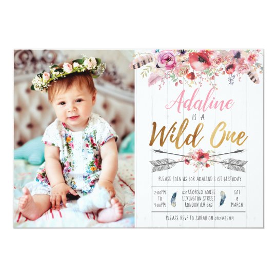 Wild One Boho Birthday Girls 1st birthday invite