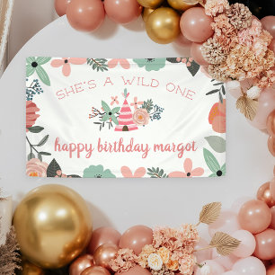 Wild One Boho Camping Theme First Birthday Party Banner