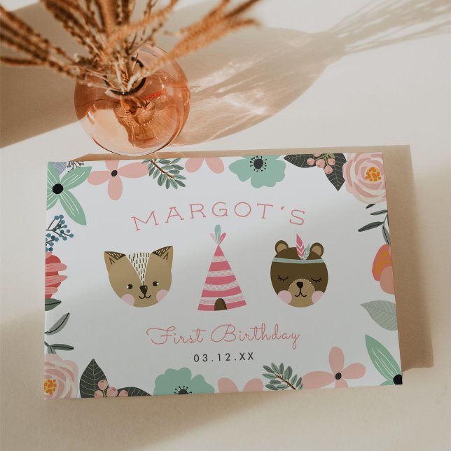 Wild One | Boho Camping Theme First Birthday Party Guest Book (Creator Uploaded)