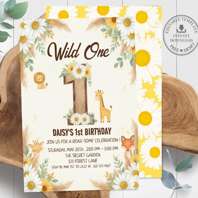 Wild One Boho Safari First Birthday Invitation (Creator Uploaded)