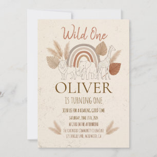 Wild One Boho Safari First Birthday Invitation