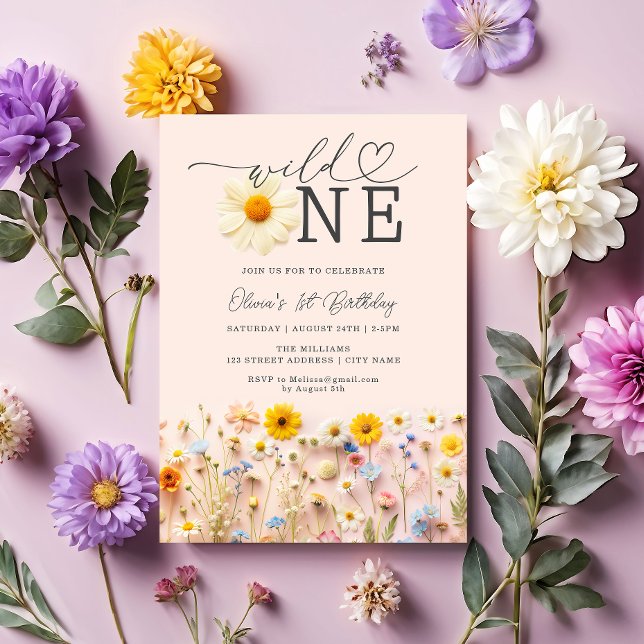 Wild One Boho Wildflower 1st Birthday  Invitation (Creator Uploaded)