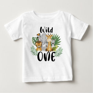 Wild One Boy 1st Birthday Jungle Safari Cute Baby Baby T-Shirt