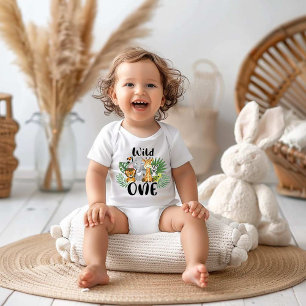Wild One Boy 1st Birthday Jungle Safari Cute Baby Baby T-Shirt