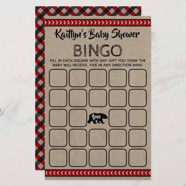 Wild One Boys Baby Shower Bingo (Front/Back)