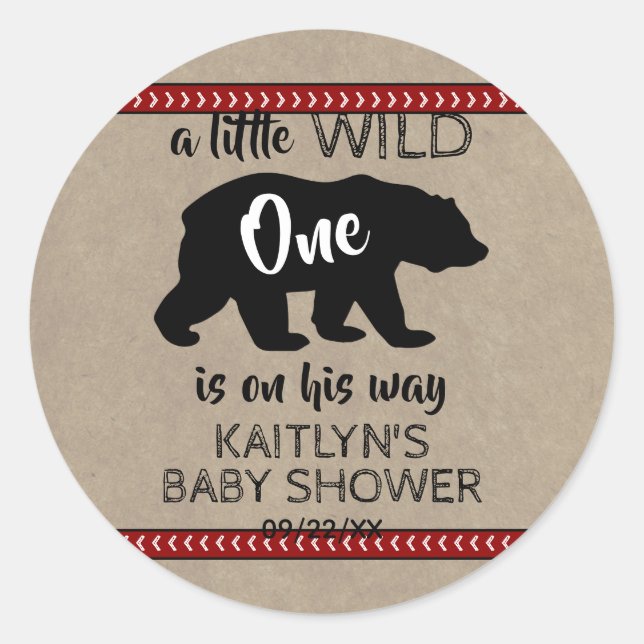 Wild One Boys Baby Shower Classic Round Sticker (Front)