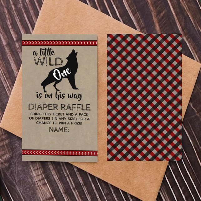 Wild One Boys Baby Shower Diaper Raffle Enclosure Card (Creator Uploaded)