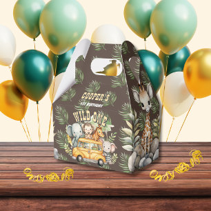 Wild one boys birthday safari animals favour boxes