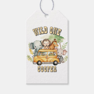 Wild one boys birthday safari animals  gift tags