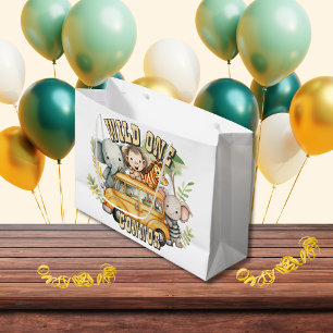 Wild one boys birthday safari animals  large gift bag