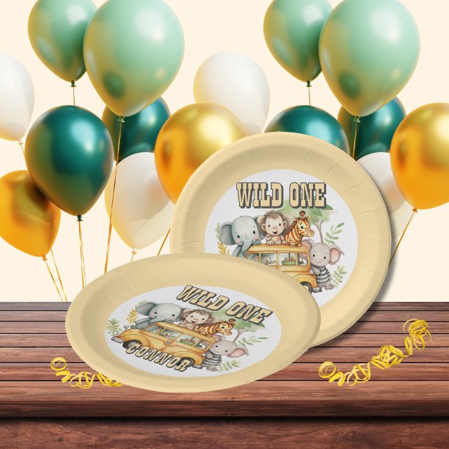 Wild one boys birthday safari animals  paper plate (Creator Uploaded)