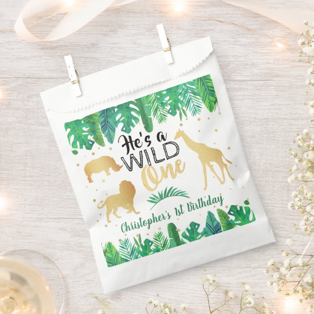 Wild One Boys First Birthday Party Favour Bag (Clipped)