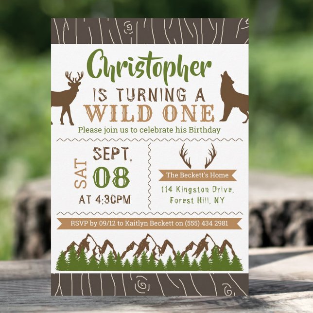 Wild One Boys First Birthday Party Invitations (Creator Uploaded)