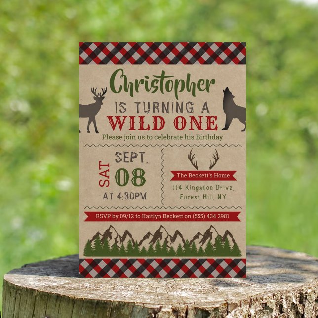 Wild One Boys First Birthday Party Invitations (Creator Uploaded)