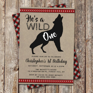 Wild One Boys First Birthday Party Invitations