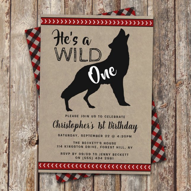 Wild One Boys First Birthday Party Invitations (Creator Uploaded)