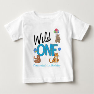 Wild One Boys First Birthday Safari Jungle Animals Baby T-Shirt
