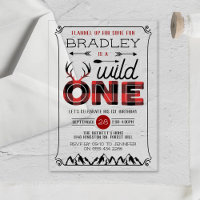 Wild One Boys Rustic Plaid Lumberjack 1st Birthday