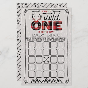 Wild One Boys Rustic Plaid Lumberjack Baby Bingo