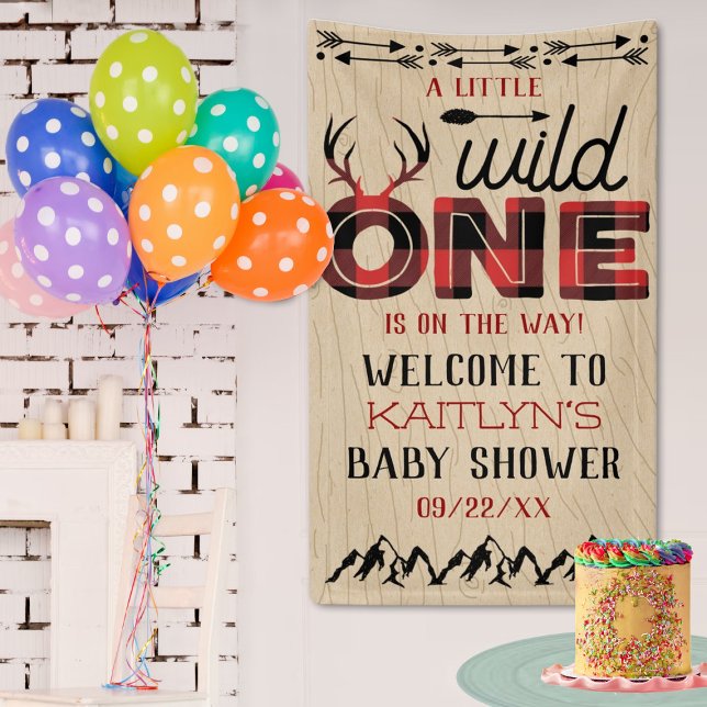 Wild One Boys Rustic Plaid Lumberjack Baby Shower Banner (Creator Uploaded)
