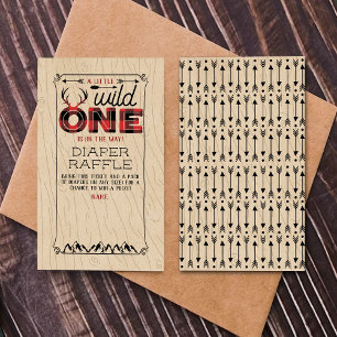 Wild One Boys Rustic Plaid Lumberjack Baby Shower Enclosure Card