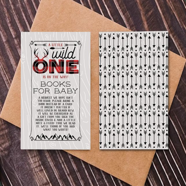 Wild One Boys Rustic Plaid Lumberjack Baby Shower Enclosure Card (Creator Uploaded)