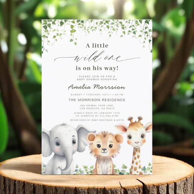Wild One Boys Safari Animals Baby Shower Invitation (Creator Uploaded)