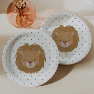 Wild One Boys' Safari Lion Polkadot Paper Plate