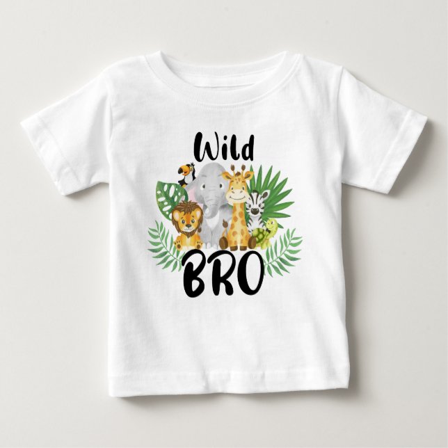 Wild One Bro Brother 1st Birthday Safari Family  Baby T-Shirt (Front)