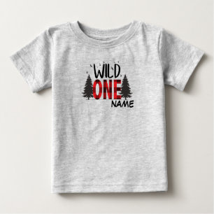wild one buffalo plaid first birthday baby T-Shirt