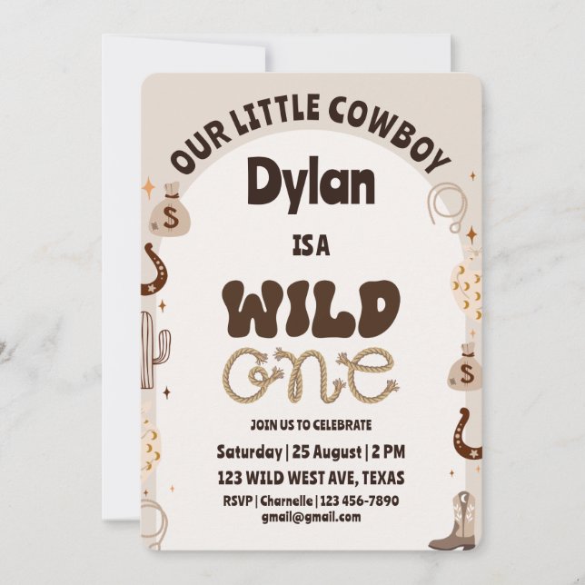 Wild One Cowboy Birthday Invitation (Front)
