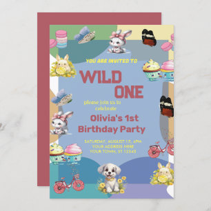 Wild One cute  Animals 1st Birthday  Invitation