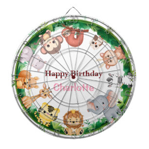 Wild One Cute Animals zoo Birthday party Dartboard