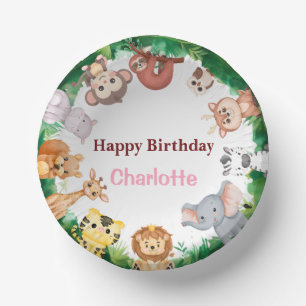 Wild One Cute Animals zoo Birthday party Paper Plate