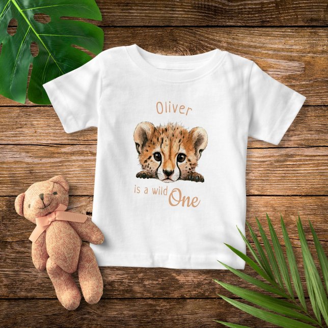 Wild One Cute Baby Cheetah Personalised  Baby T-Shirt (Wild One Cute Baby Cheetah Personalized Baby T-Shirt)