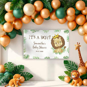 Wild One - Cute Baby Lion 1st Birthday Theme Banner