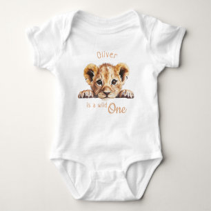Wild One Cute Baby Lion Personalised Baby Bodysuit
