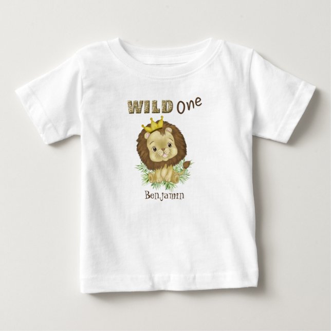 Wild One - Cute Baby Lion Watercolor customisable T-Shirt (Front)