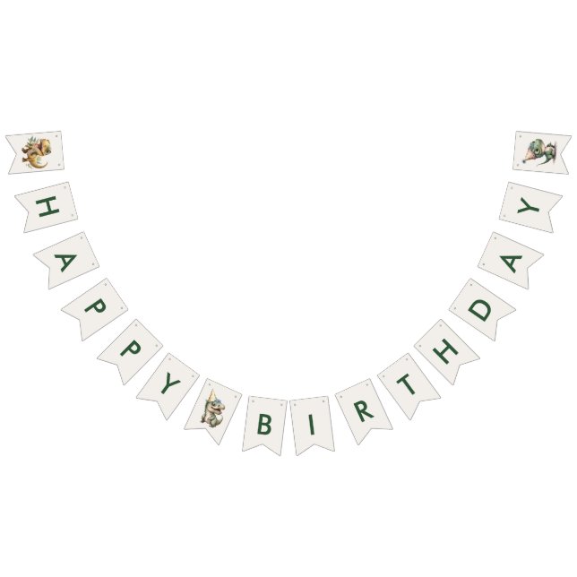 Wild One Cute Dinosaur First Birthday Party Bunting (All)